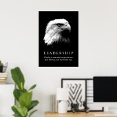 Black White Eagle Motivatie Leadership Poster (Thuiskantoor)