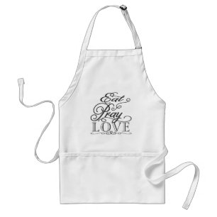 Black & White Eat Pray Love Cooking Apron Standaard Schort
