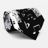 Black & White Echo Music Notes Cravate Motif (Roulé)
