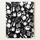 Black White école Fournitures Motif EnseignantÉtud (Dos)