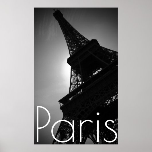 Black White Eiffel Tower in Parijs Poster (Voorkant)