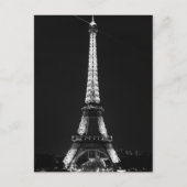 Black White Eiffel Tower in Paris Night Briefkaart (Voorkant)