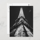 Black White Eiffel Tower in Paris Night Briefkaart (Voorkant / Achterkant)