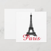 Black White Eiffel Tower Paris City Carte de voyag (Devant / Derrière)