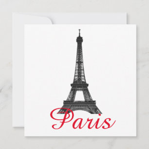 Black White Eiffel Tower Paris City Carte de voyag