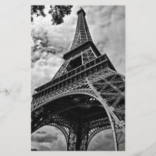 Black White Eiffel Tower Paris Europe Reivel Briefpapier