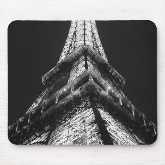 Black White Eiffel Tower Paris Europe Reivel Muismat (Voorkant)