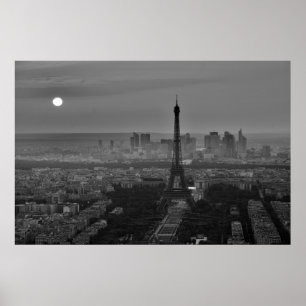 Black White Eiffel Tower Paris Europe Reivel Poster