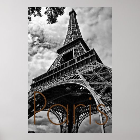 Black White Eiffel Tower Paris Europe Reivel Poster (Voorkant)