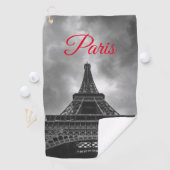 Black White Eiffel Tower Paris European Travel Golfhanddoek (Insitu)