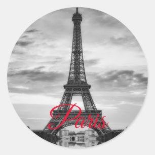 Black White Eiffel Tower Paris European Travel Ronde Sticker