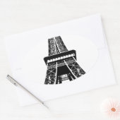 Black white Eiffel Tower Paris Frankrijk Art Artwo Ovale Sticker (Envelop)