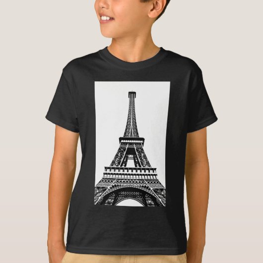 Black white Eiffel Tower Paris Frankrijk Art Artwo T-shirt (Voorkant)
