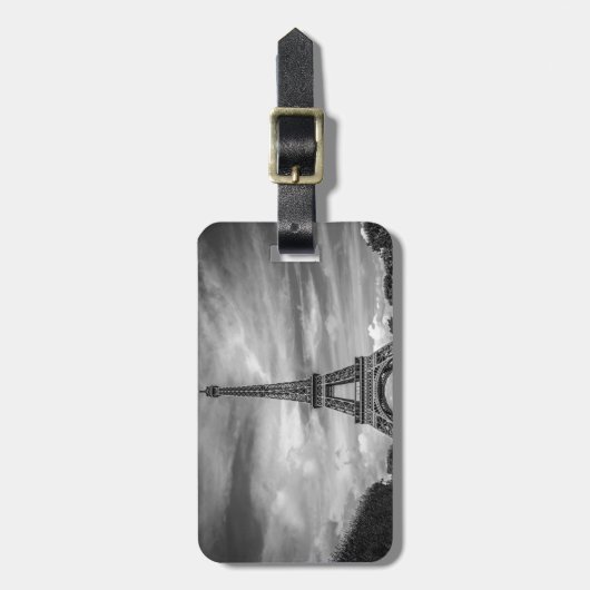 Black & White Eiffel Tower Paris Frankrijk Bagagelabel (Voorkant verticaal)