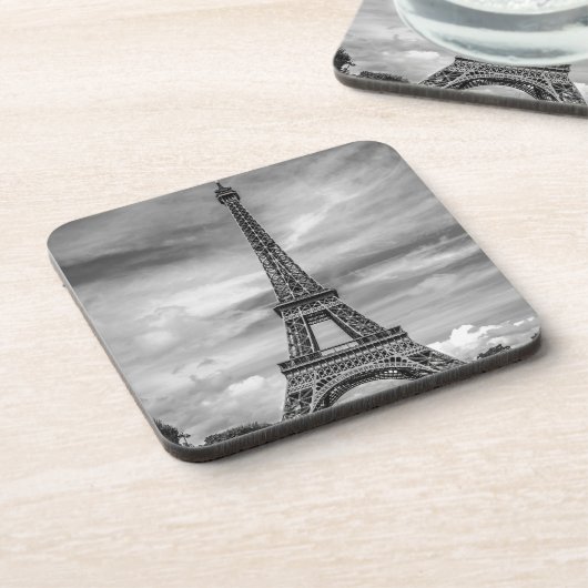 Black & White Eiffel Tower Paris Frankrijk Bier Onderzetter (Linkerzijde)