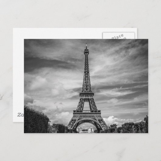 Black & White Eiffel Tower Paris Frankrijk Briefkaart (Voorkant / Achterkant)