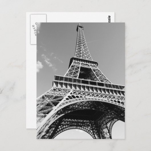 Black & White Eiffel Tower Paris Frankrijk Briefkaart (Voorkant / Achterkant)