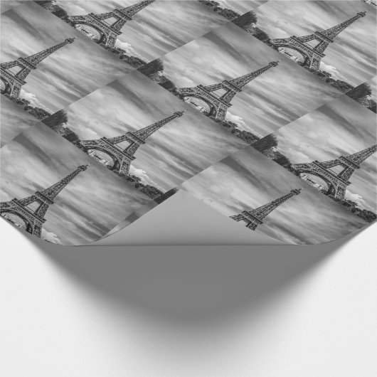 Black & White Eiffel Tower Paris Frankrijk Cadeaupapier (Hoek)