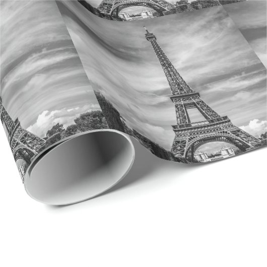 Black & White Eiffel Tower Paris Frankrijk Cadeaupapier (Rol Hoek)
