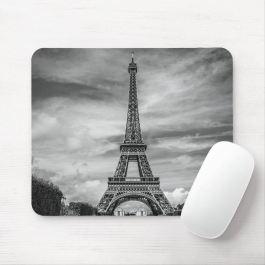 Black & White Eiffel Tower Paris Frankrijk Muismat (Met muis)