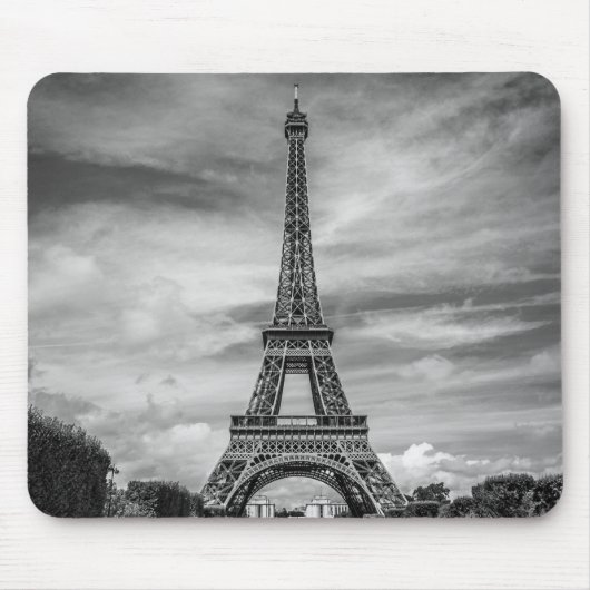 Black & White Eiffel Tower Paris Frankrijk Muismat (Voorkant)