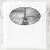 Black & White Eiffel Tower Paris Frankrijk Ovale Sticker (Tas)