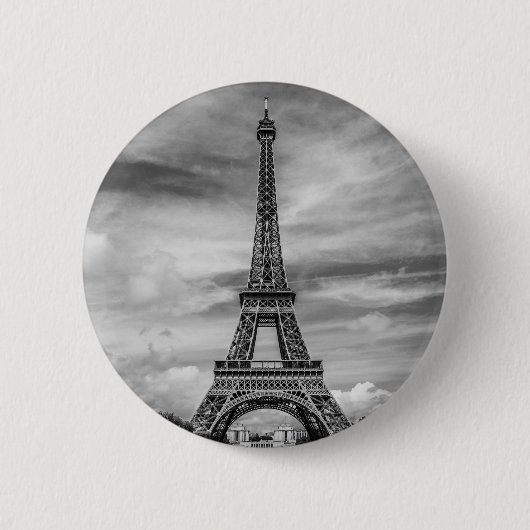Black & White Eiffel Tower Paris Frankrijk Ronde Button 5,7 Cm (Voorkant)