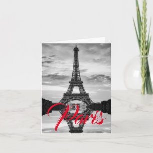 Black White Eiffel Tower Paris Love City Travel Kaart