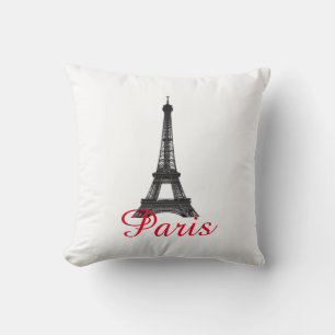 Black White Eiffel Tower Paris Love City Travel Kussen