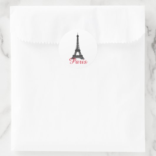 Black White Eiffel Tower Paris Love City Travel Ronde Sticker (Tas)