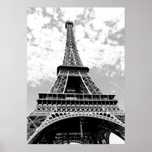 Black White Eiffel Tower Paris Poster