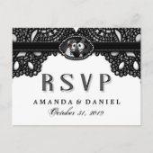Black White Elegance Halloween Skeletons RSVP Uitnodiging Briefkaart (Voorkant)