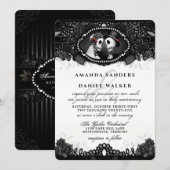 Black White Elegance Skeletons Wedding Invitation Kaart (Voorkant / Achterkant)