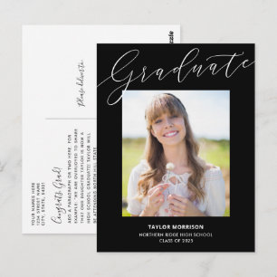 Black & White Elegant 2022 Photo Graduation Party Briefkaart