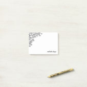 Black White Elegant Botanical Pine Branch Post-it® Notes (Op bureau)