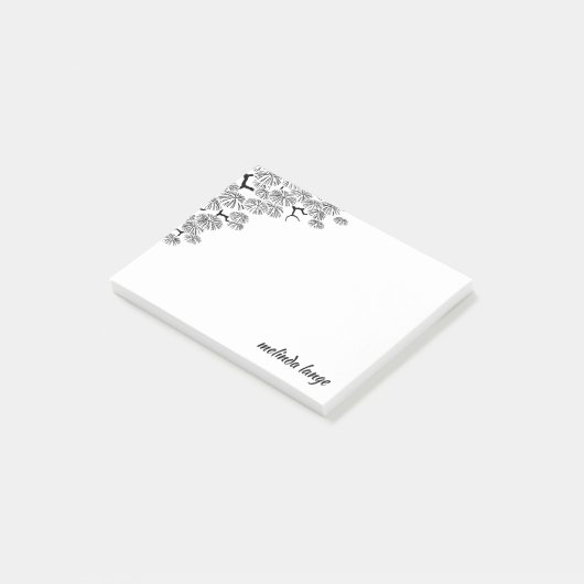 Black White Elegant Botanical Pine Branch Post-it® Notes (Schuin)