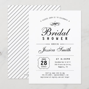 Black & White Elegant Bridal Shower-uitnodiging Kaart