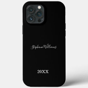 Black White Elegant Custom Name Year Gift Favor iPhone 13 Pro Max Hoesje
