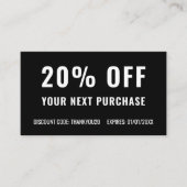 Black White — elegant eenvoudige zakelijke proeve  Kortingskaartje (Voorkant)