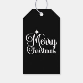Black & White Elegant & Festive Merry Christmas Cadeaulabel