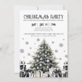 Black White Elegant Kerstfeest Uitnodiging (Voorkant)