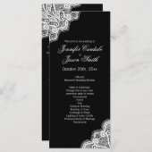 Black White Elegant Lace Vertical Wedding Programm Programma (Voorkant / Achterkant)
