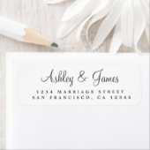 Black White Elegant Script Return Address Label (Insitu)