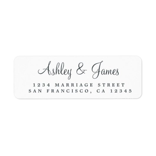 Black White Elegant Script Return Address Label (Voorkant)