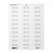 Black White Elegant Script Return Address Label (Full Sheet)
