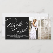 Black White Elegant Script Weddenschap Bedankt (Voorkant)