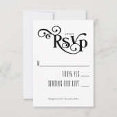 Black White Elegant Typography Wedding RSVP Kaartje (Voorkant)