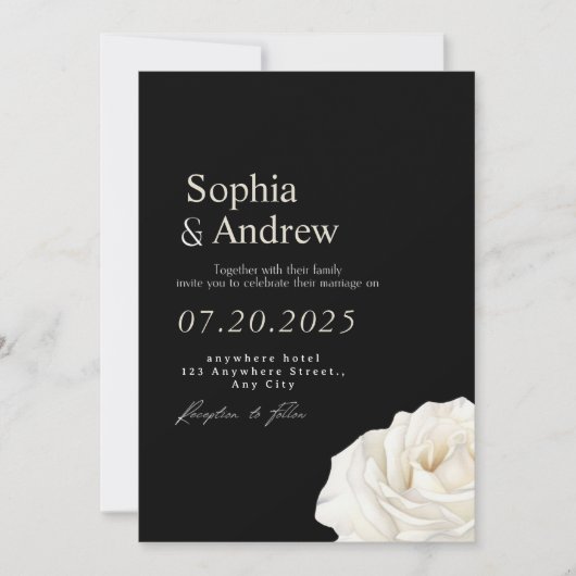Black & White Elegant Wedding Invitation (Devant)