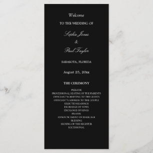 Black White Elegant Wedding Programme