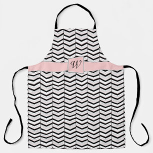 Black White en Blush Chevron All-Over Print Schort